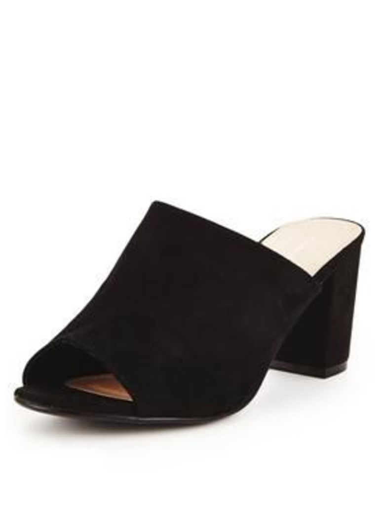 V by Very Sara Extra Wide Fit Block Heeled Mule - Black, Black, Size 8, Women