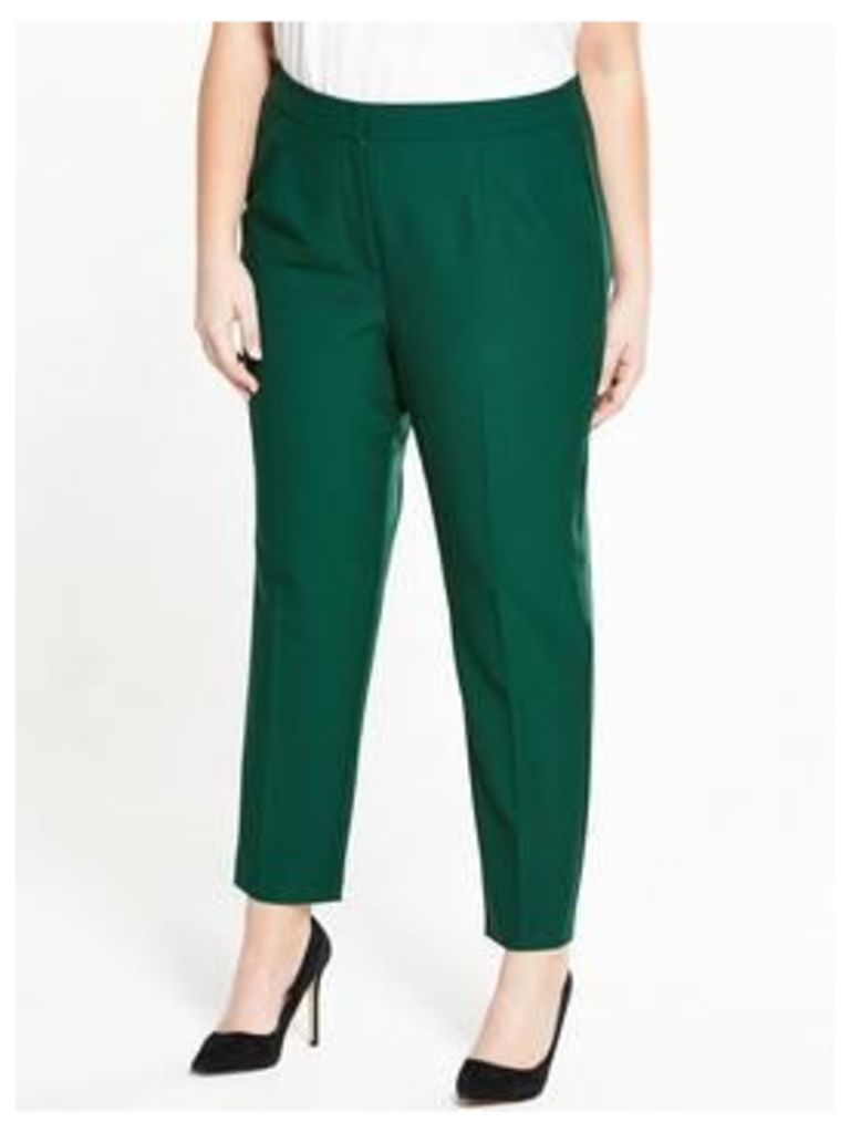 V by Very Curve Crepe Tapered Leg Trouser - Green, Green, Size 16, Women