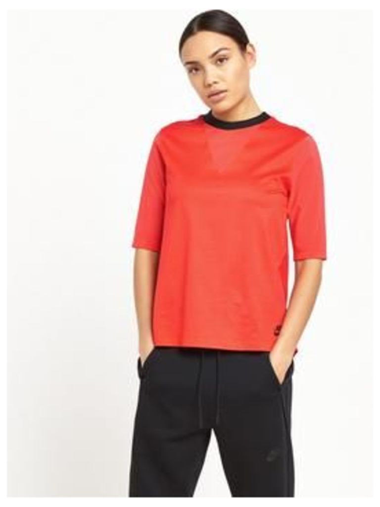 Nike Bonded Top, Red, Size Xl, Women