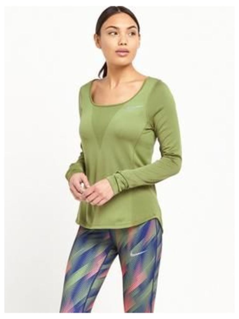 Nike Zonal Relay Long Sleeved Top, Green, Size Xl, Women
