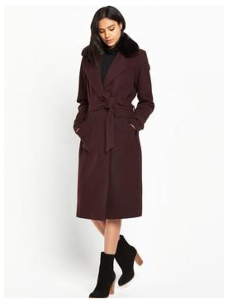 Vero Moda Jessica Long Wool Coat - Plum, Plum, Size 8=Xs, Women