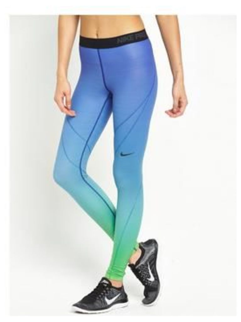 Nike Pro Hyperwarm Tight Fade, Green/Blue, Size M, Women