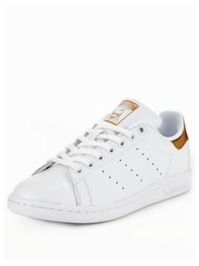 adidas Originals Stan Smith, White/Gold, Size 7, Women
