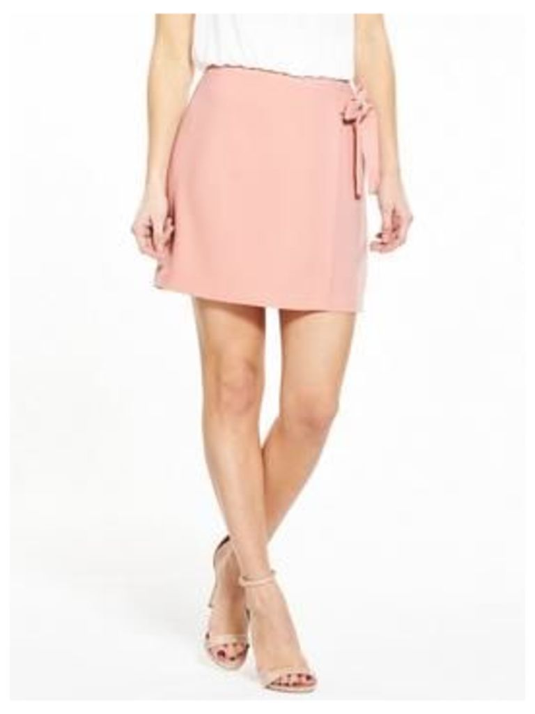 V by Very Petite PETITE Tie Detail Skirt - Blush , Blush, Size 14, Women