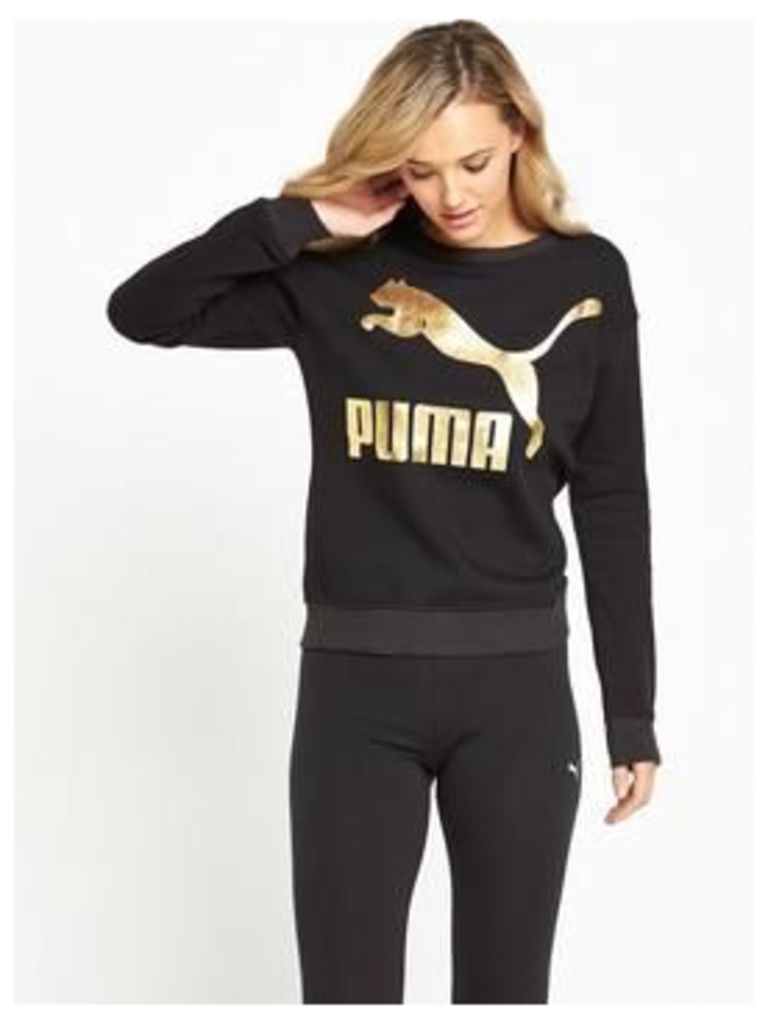 Puma Archive Logo Crew, Black, Size L/14, Women