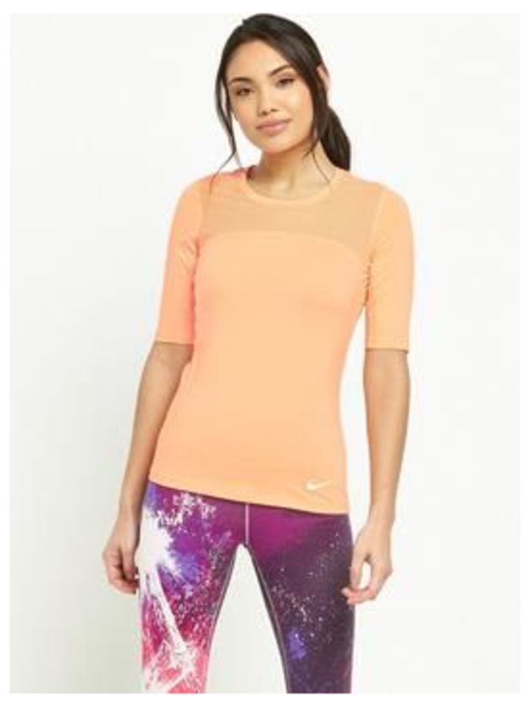 Nike Pro Hypercool Short Sleeved Top, Orange, Size S, Women