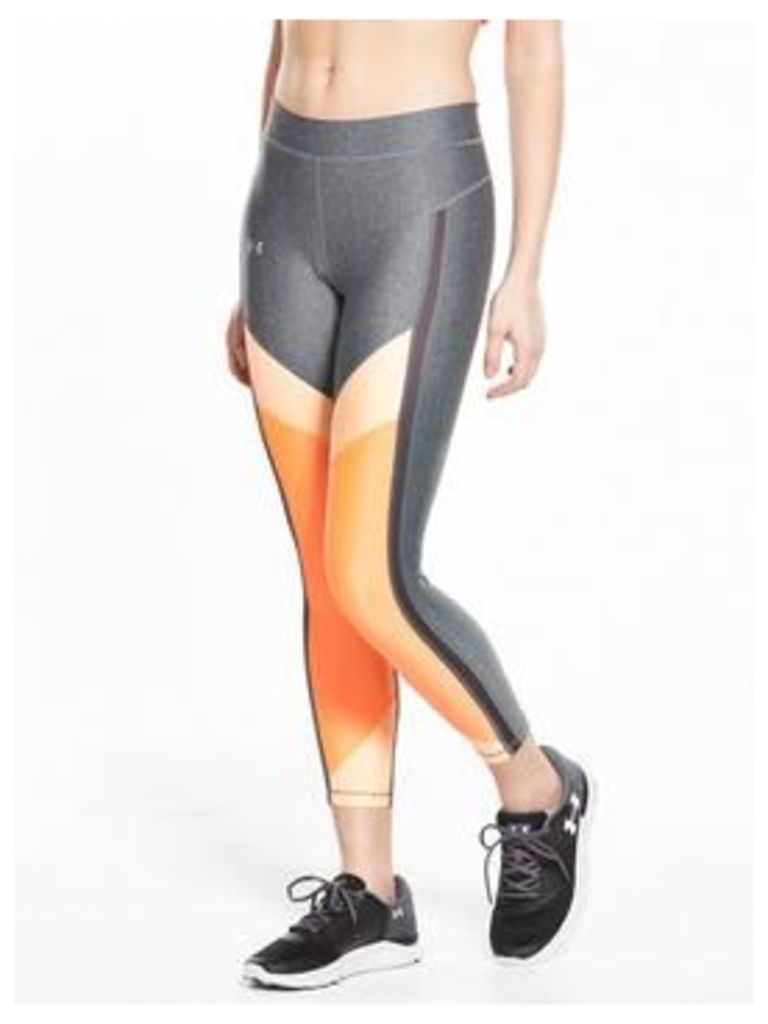UNDER ARMOUR HeatGear® Colour Blocked Ankle Crop Tight, Orange, Size Xs, Women