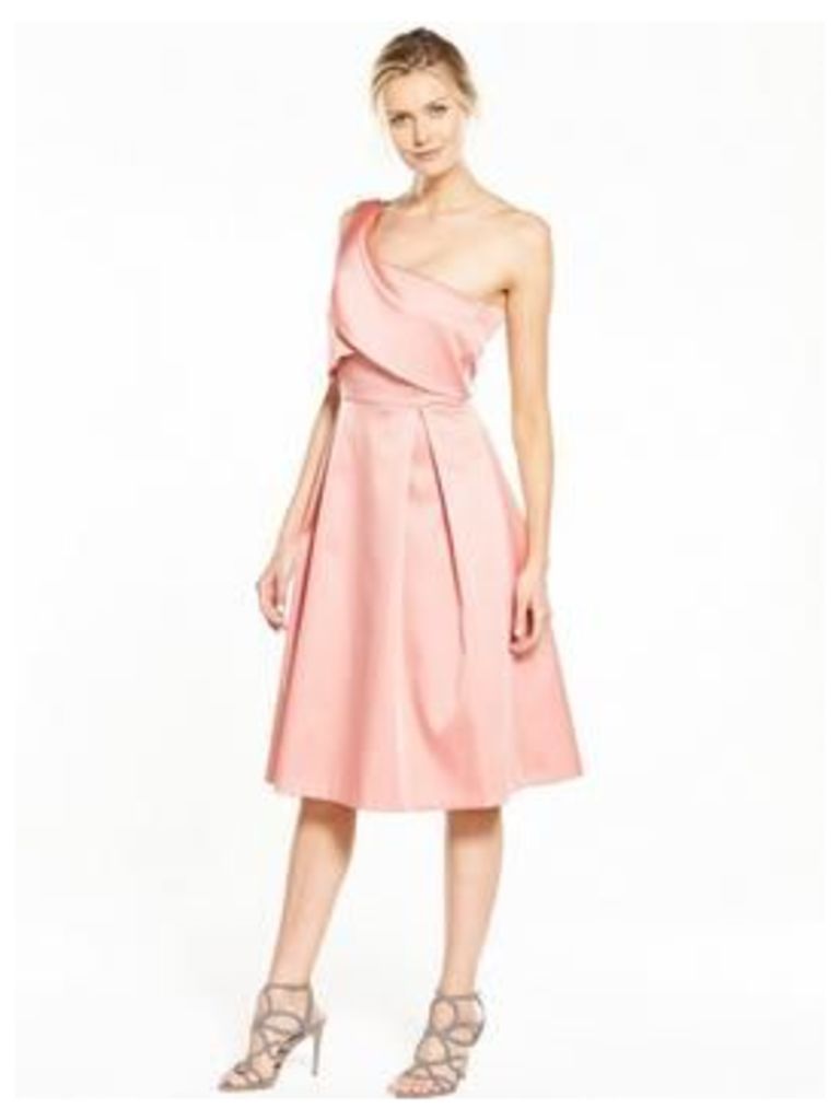 V by Very Bonded Satin One Shoulder Dress, Peach, Size 18, Women