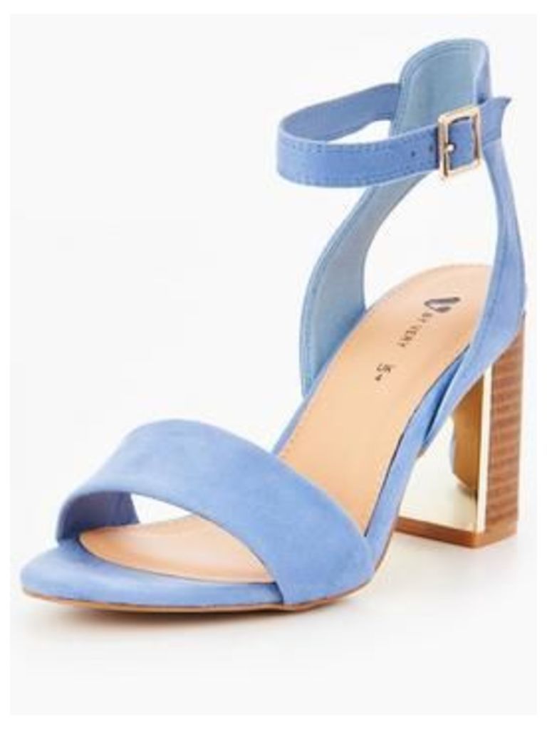 V by Very Bambi Wide Fit Heeled Sandal- Blue, Blue, Size 8, Women