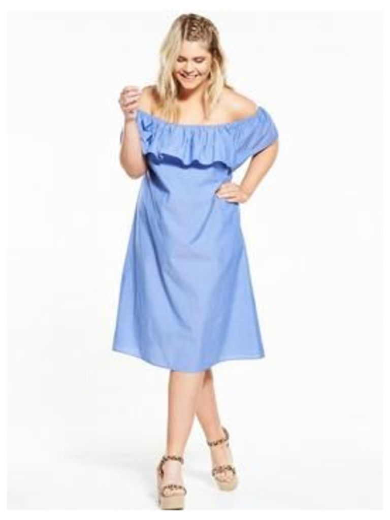 AX PARIS CURVE Bardot Dress, Blue, Size 26, Women