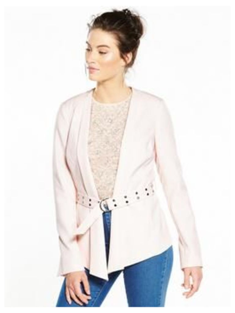 V by Very D Ring Belted Jacket, Blush, Size 8, Women