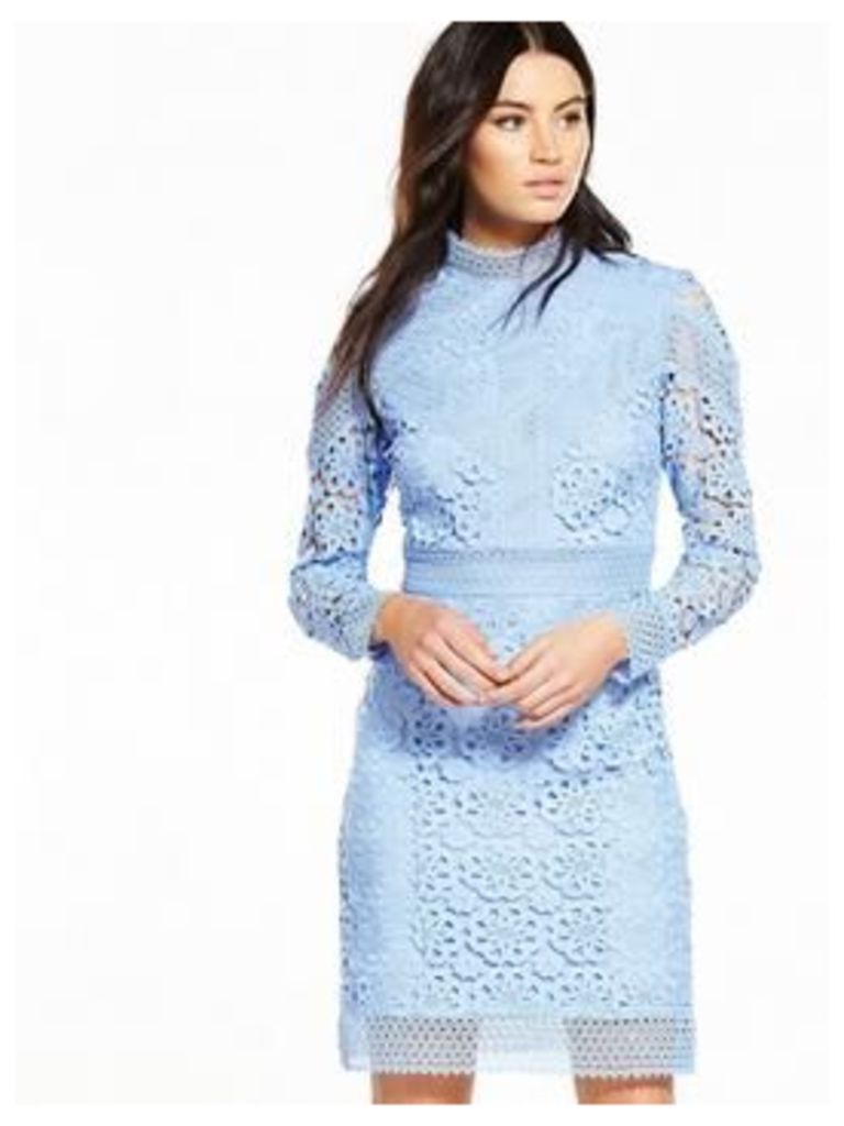V by Very PREMIUM Lace Shift Dress - Soft Blue, Soft Blue, Size 14, Women