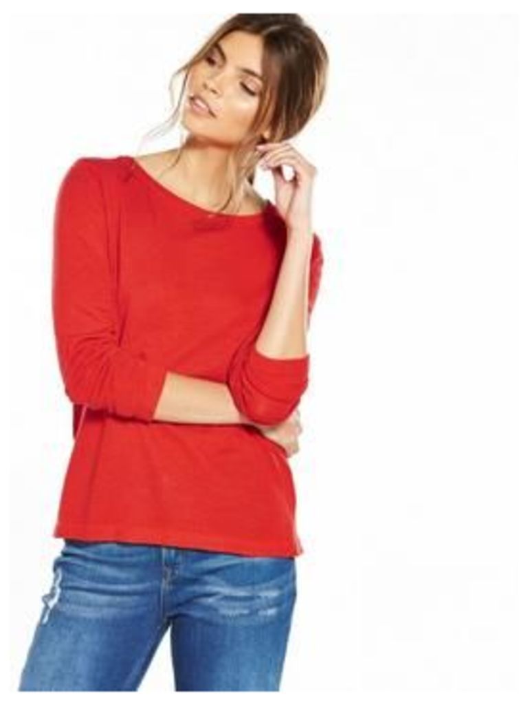 Vila Lania Long Sleeve Top, Red, Size 10=M, Women