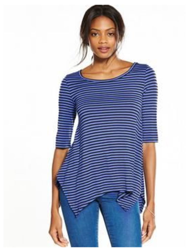 V by Very Three-quarter Sleeve Swing Top, Stripe, Size 18, Women