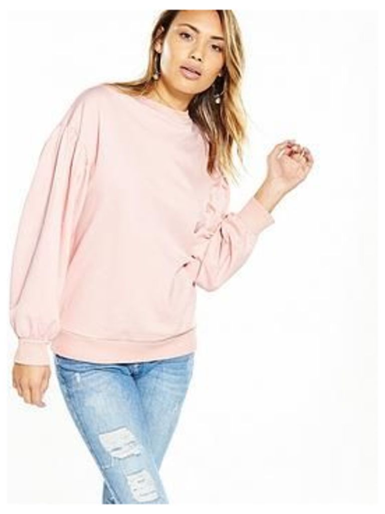 V By Very Balloon Sleeve Sweat Top - Pink