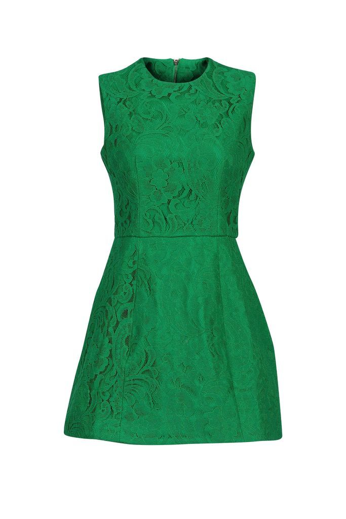Jolie Moi Structured lace bell dress, Green