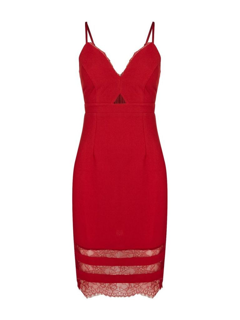 Lipsy Mk lace bottom cami dress, Red