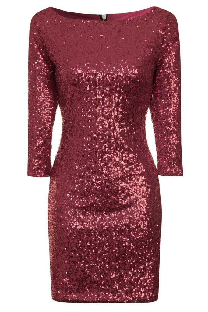 True Decadence Bodycon Sequin Midi Dress, Burgundy