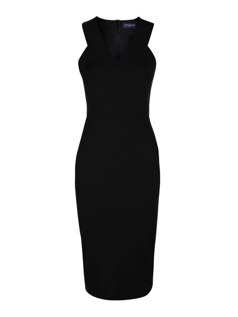 HotSquash Sleeveless dress with v neck detail with unique C, Black
