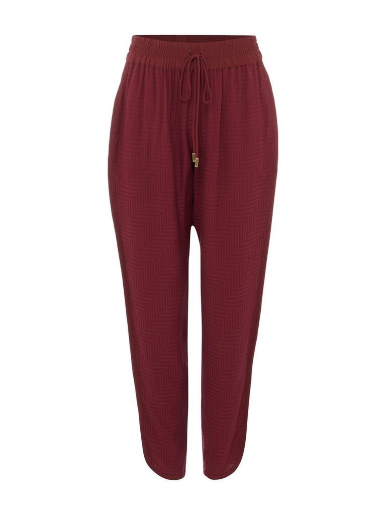 Biba Textured luxe loose trousers, Berry