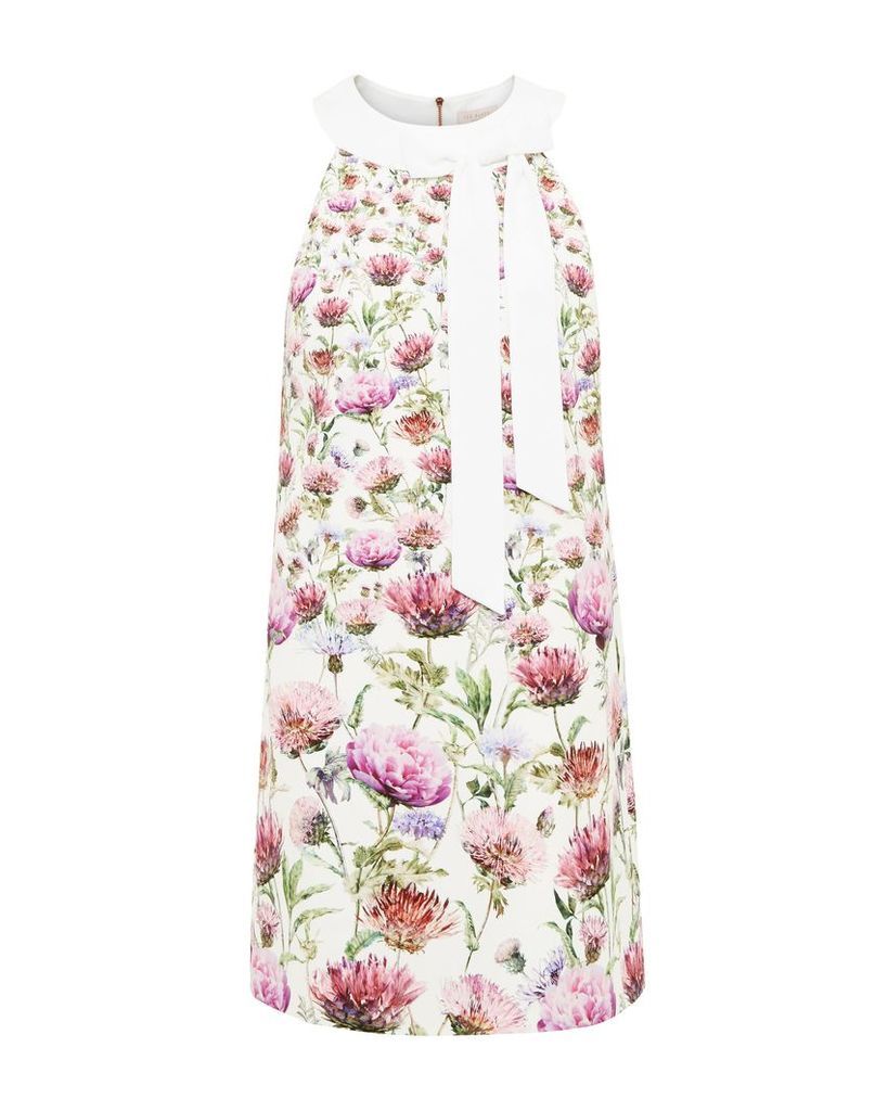Ted Baker Lucilee Thistle Tie Neck Tunic Dress, Cream