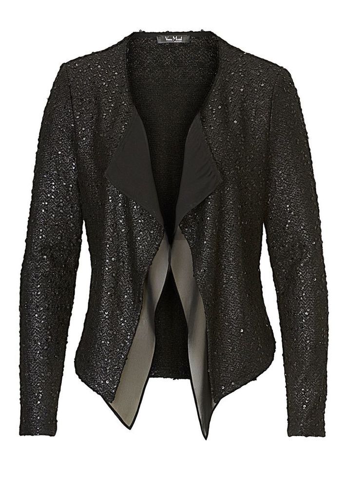 Vera Mont Textured waterfall jacket, Black