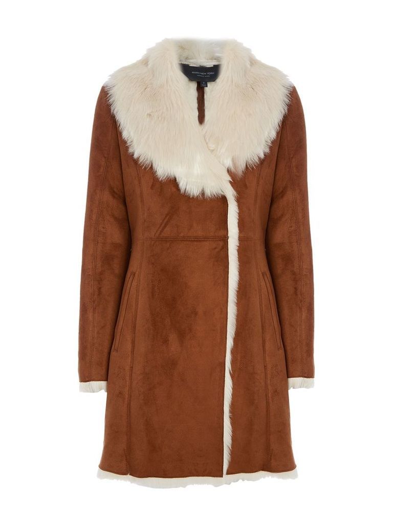 Andrew Marc Faux Shearling Coat, Brown