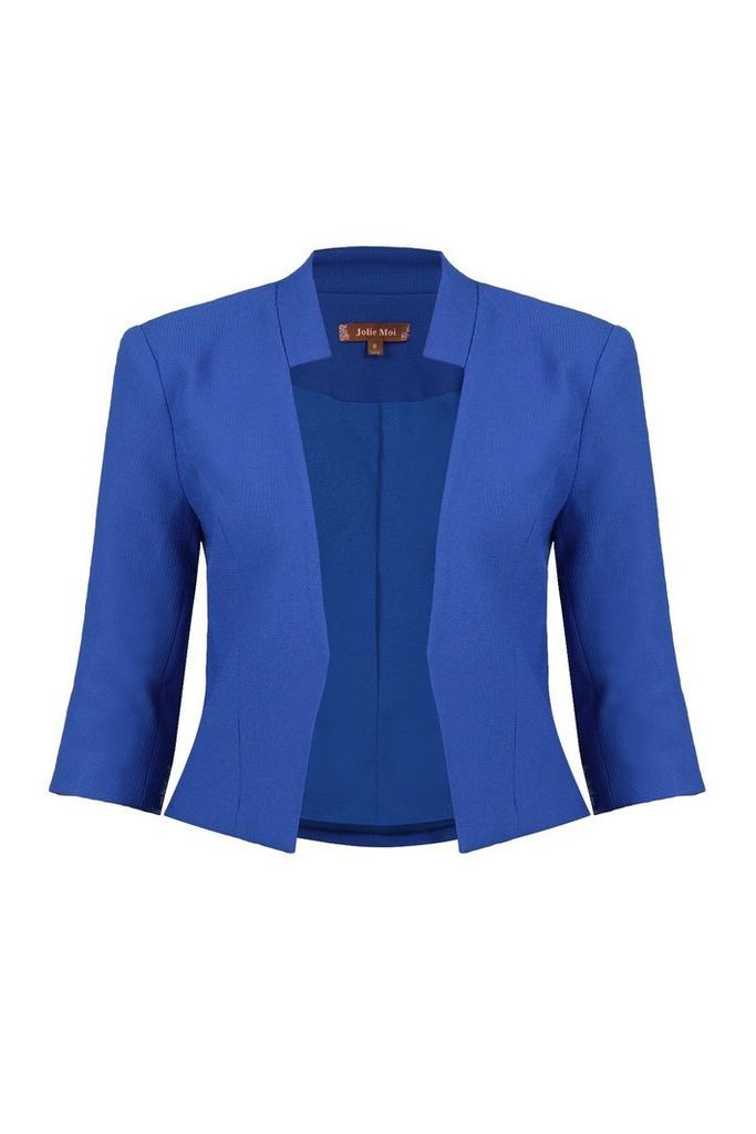 Jolie Moi 3/4 Sleeve Open Front Blazer, Blue
