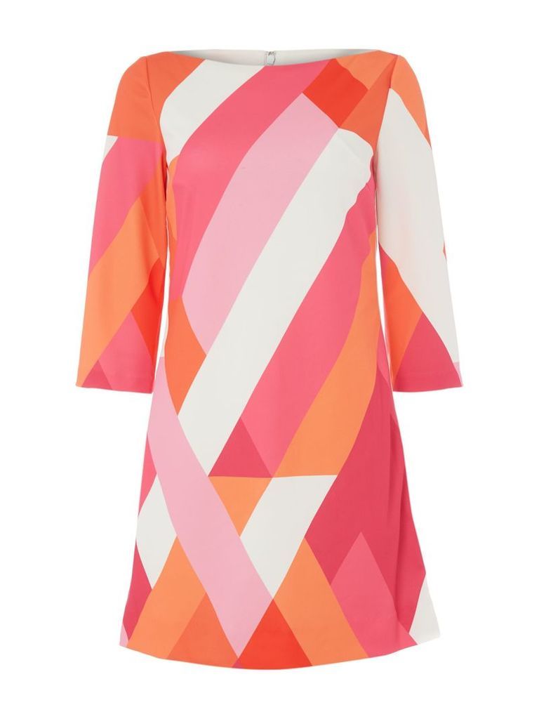 Tahari ASL Virant Geometric Print Dress, Multi-Coloured