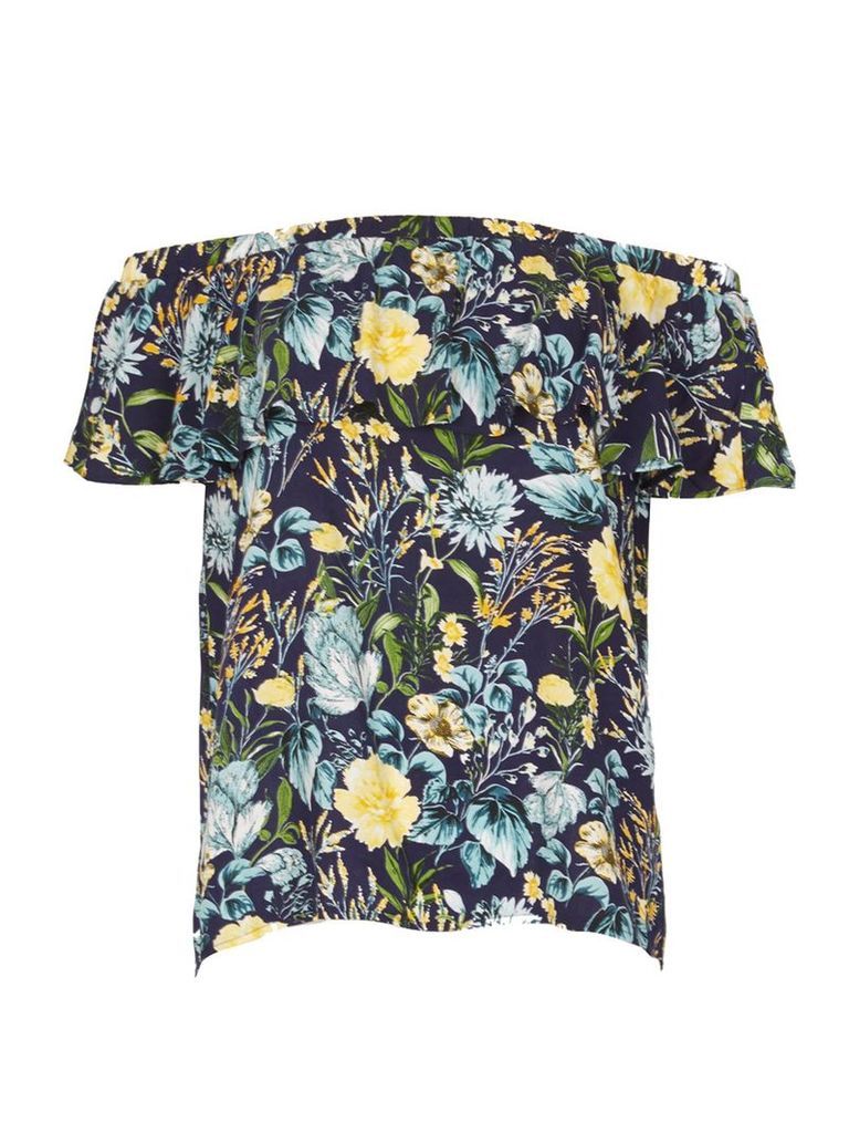 Izabel London Floral Bardot Top, Multi-Coloured