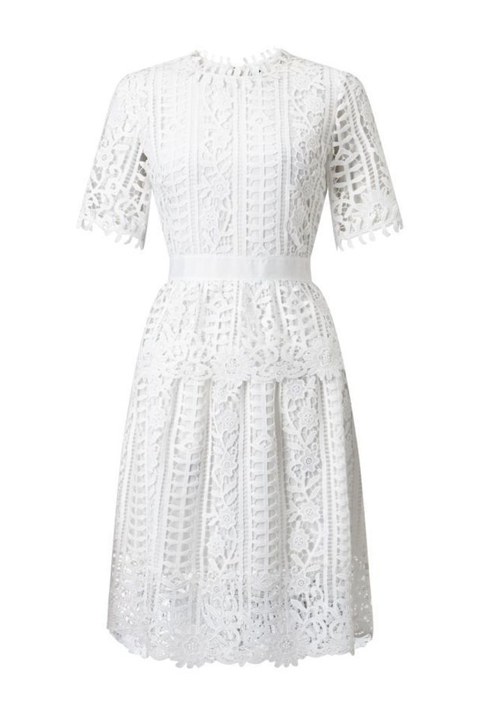 James Lakeland Short Sleeve Lace Dress, White