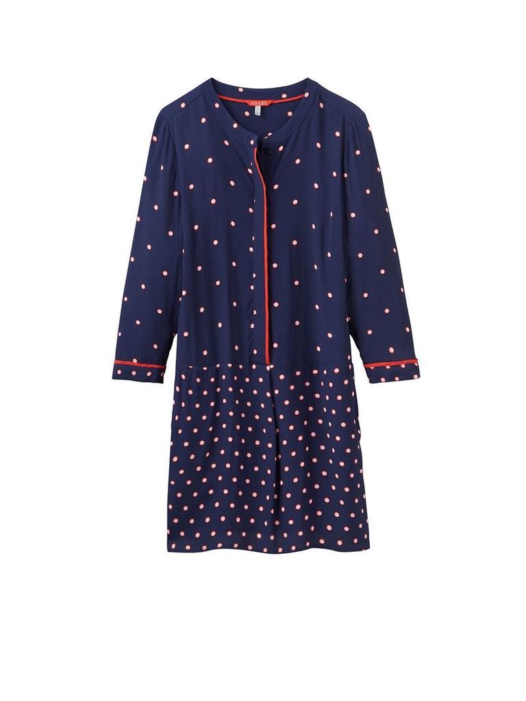 Joules Long sleeves v neck dot print tunic, French Blue