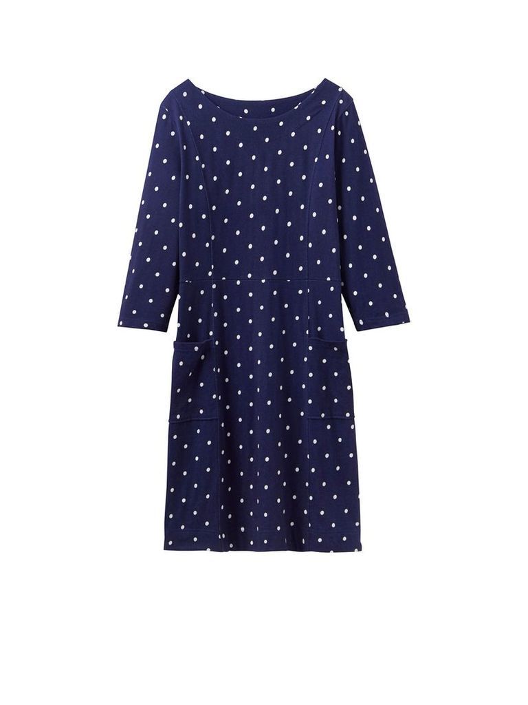 Joules 34 sleeves printed jersey shift dress, French Blue