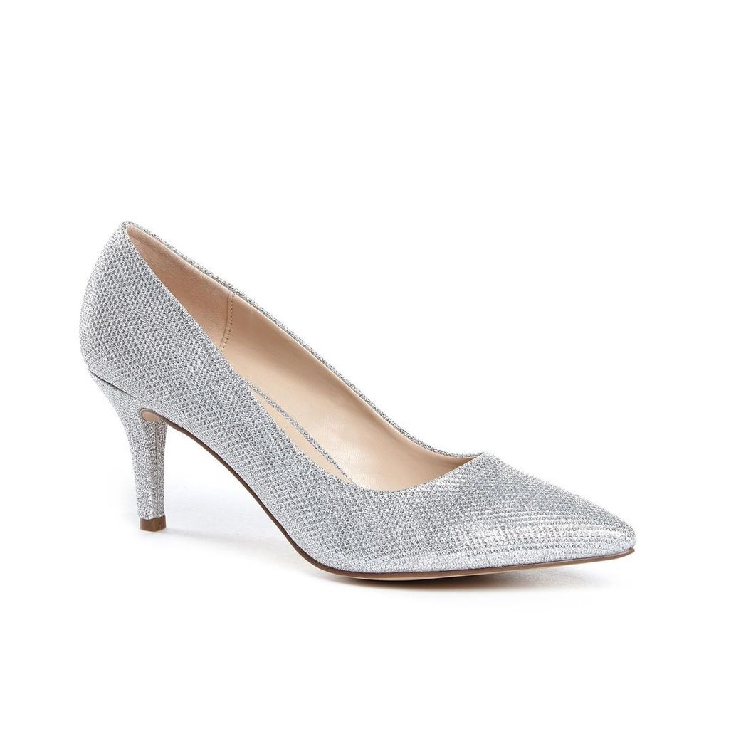 Paradox London Pink Appointed Mid Heel Court Shoes, Silver Silverlic