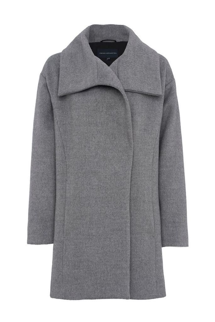 French Connection Bennie Wool Wide Collar Coat, Grey