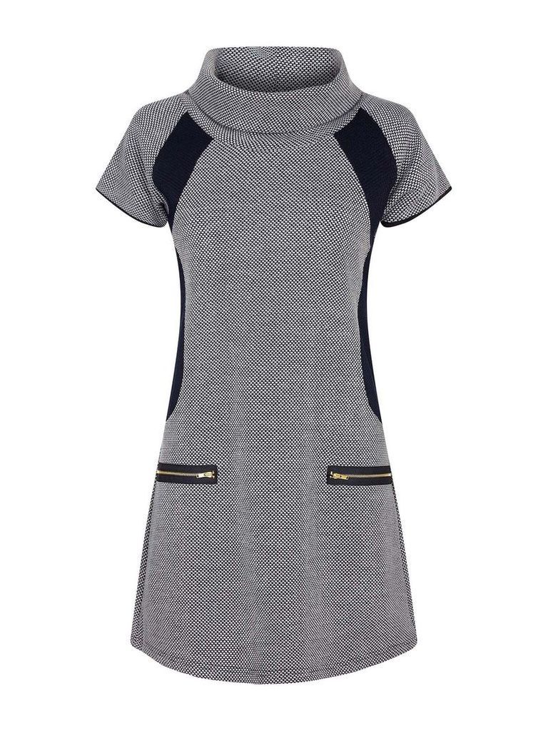 Mela London Cowl Neck Zipped Dress, Grey