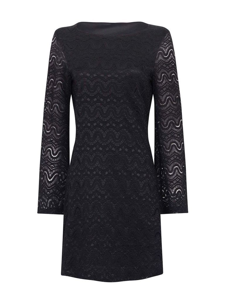 Mela London Lace Bell Sleeve Bodycon Dress, Black