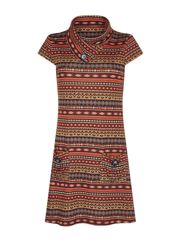 Mela London Aztec Print Paprika Tunic Dress, Rust