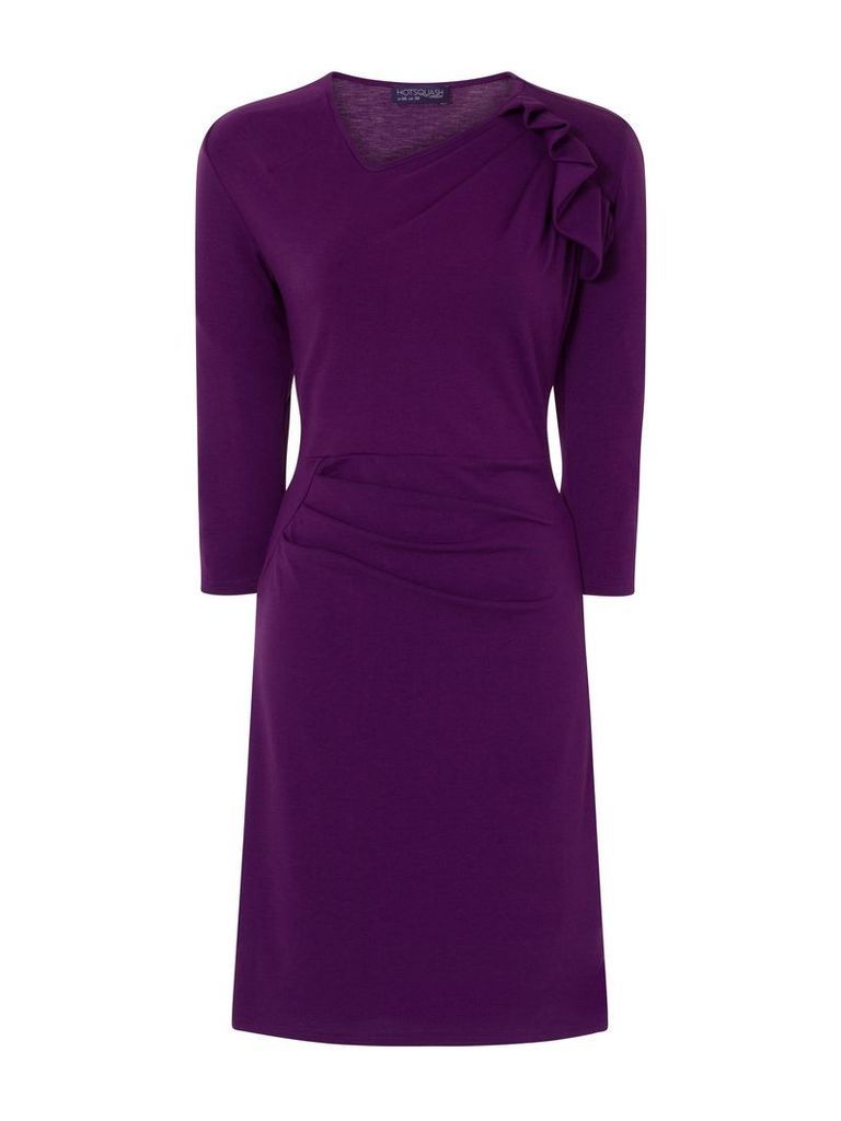 HotSquash Ruffle Jersey Dress in Thermal Fabric, Purple