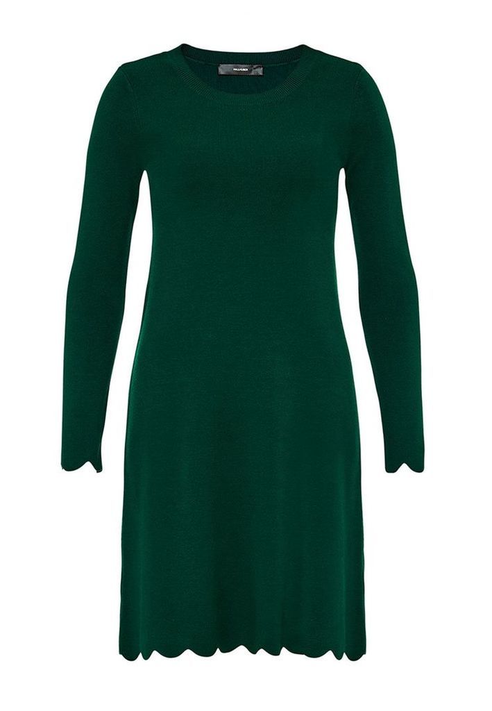 Hallhuber Fine knit dress with scalloped hems, Green