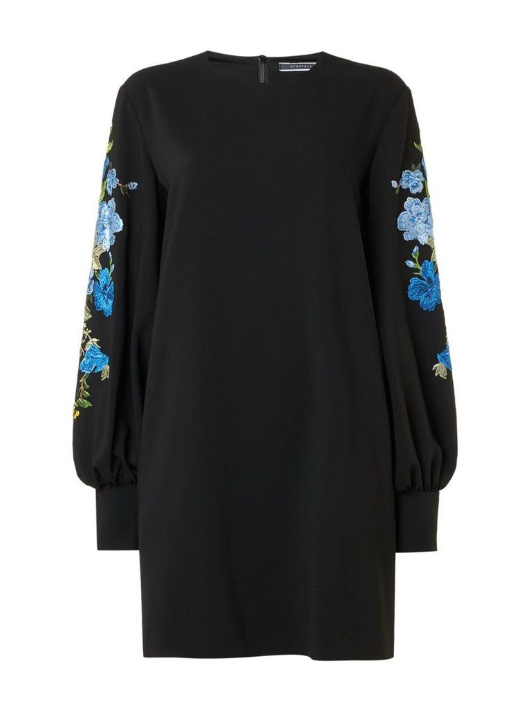 Sportmax Code Unione Embellished Floral Sleeve Jumper Dress, Black