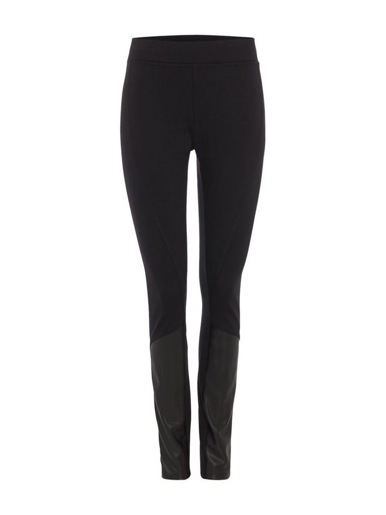 DKNY Leggings with leather trim, Black