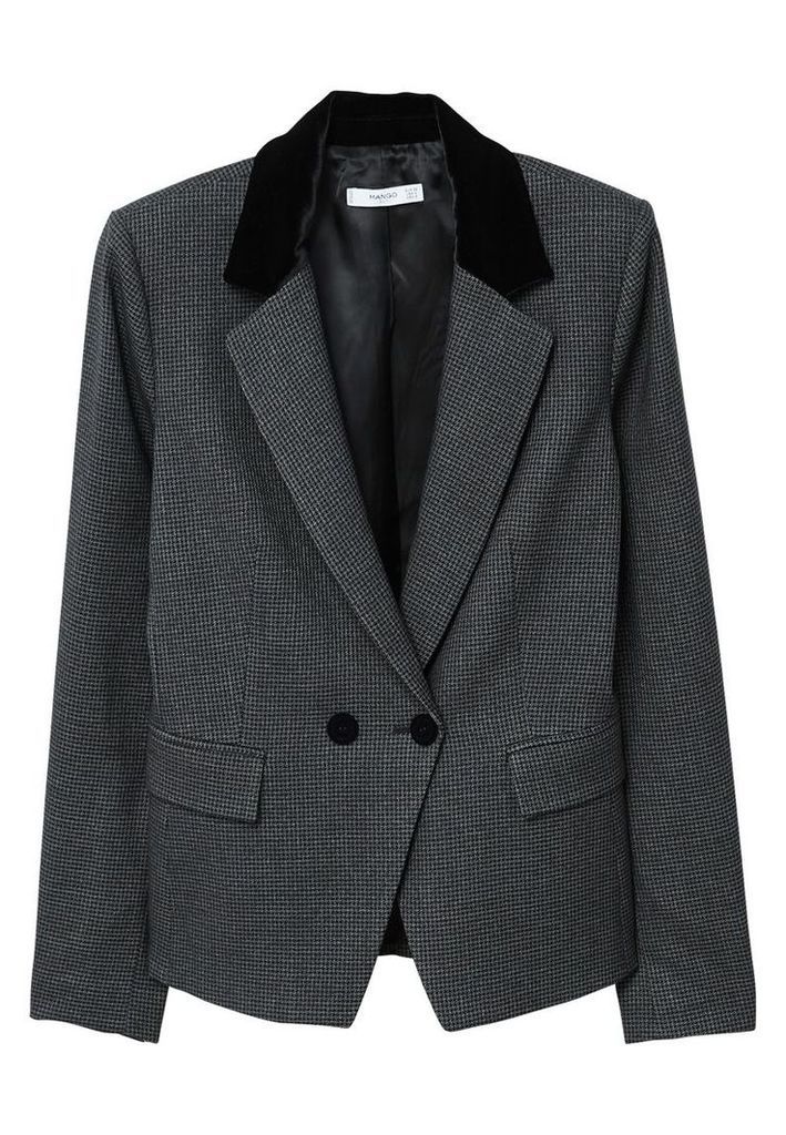 Mango Lapels Houndstooth suit blazer, Grey