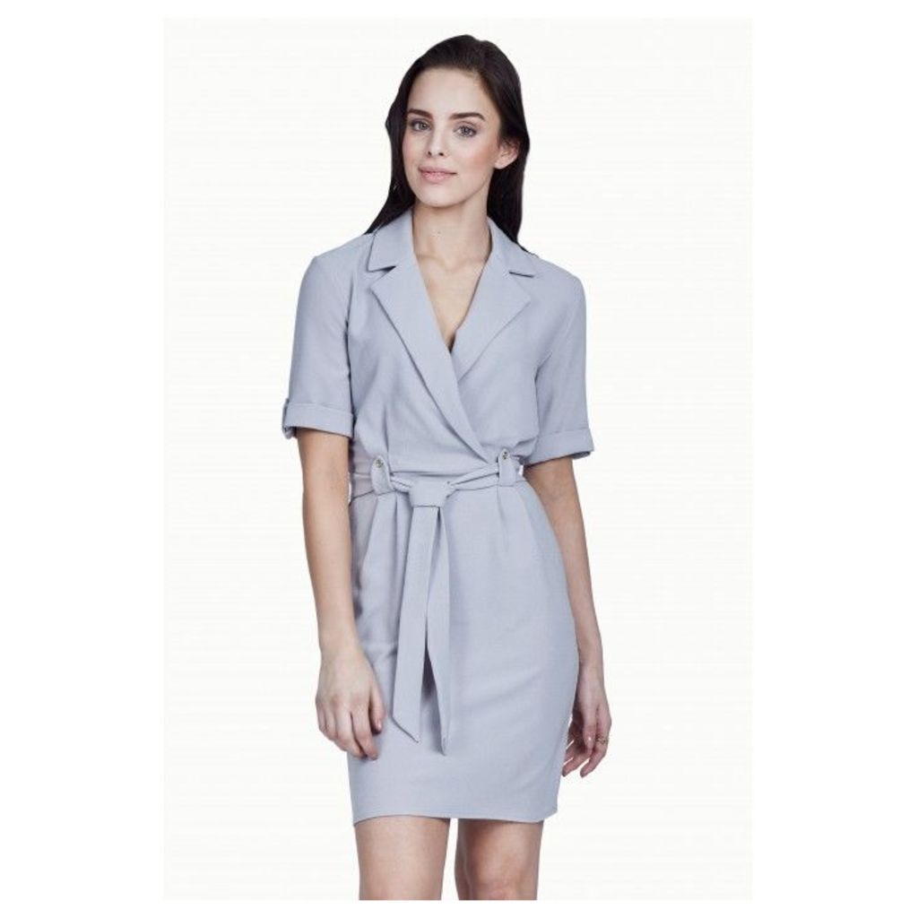 WOVEN WRAP BELTED DRESS