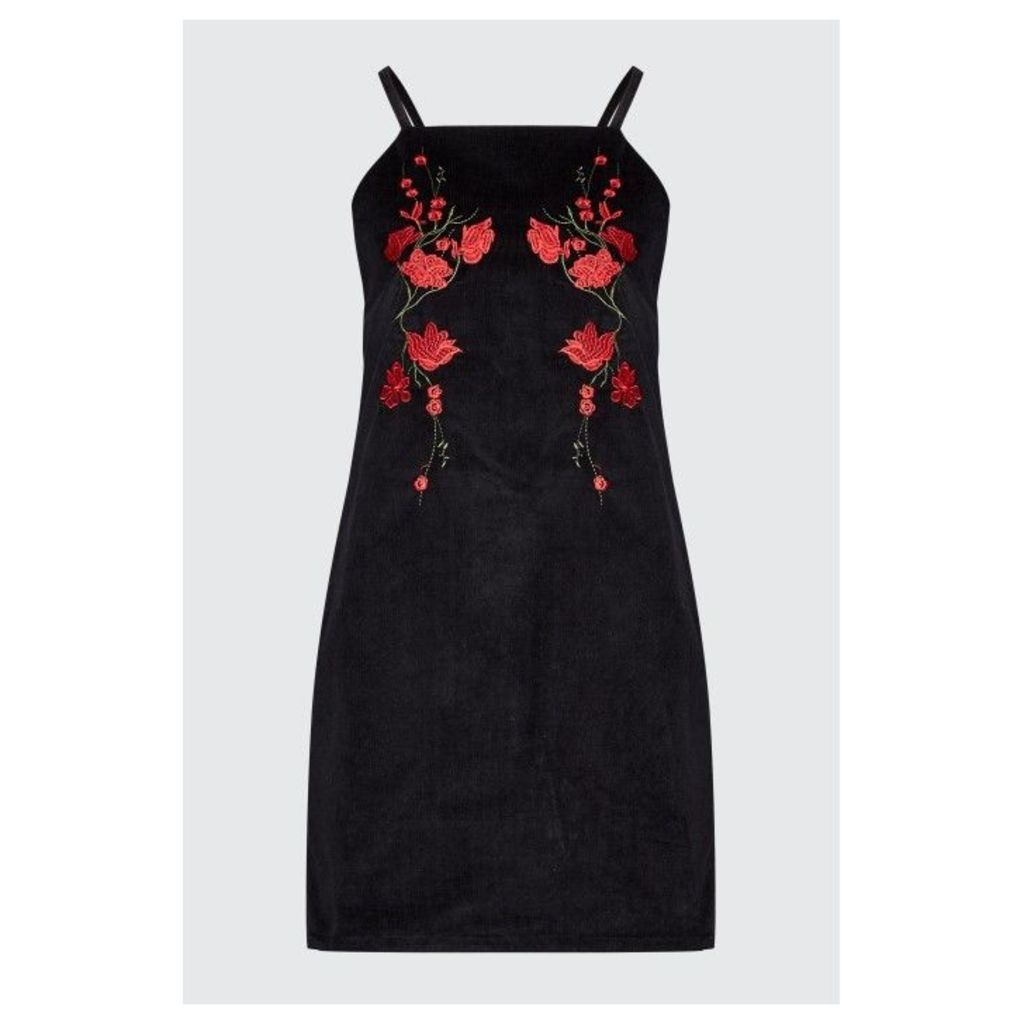 EMBROIDERED CORD DRESS