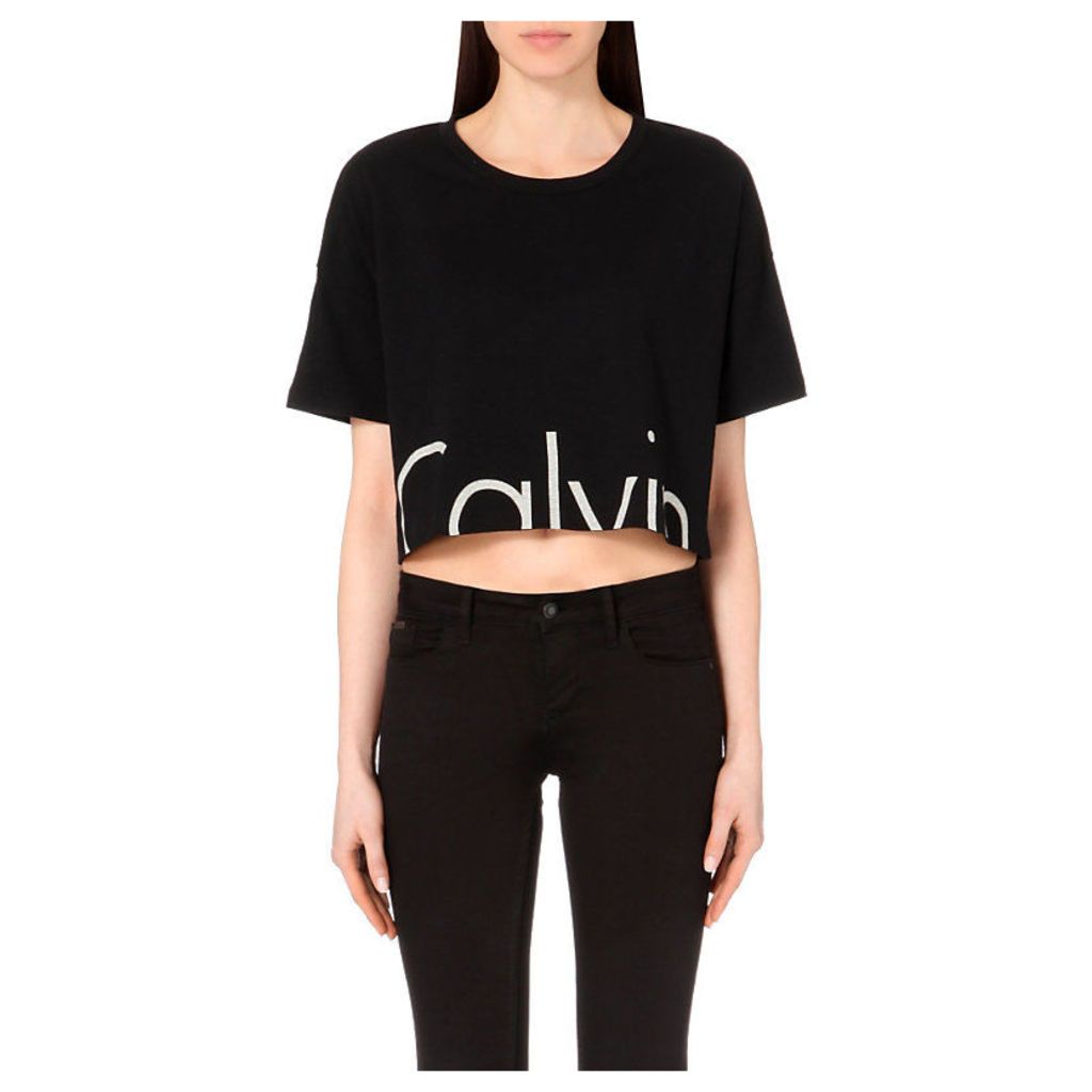Mycalvins X Kendall Jenner Cropped Jersey T-Shirt, Women's, Size: XS, Black