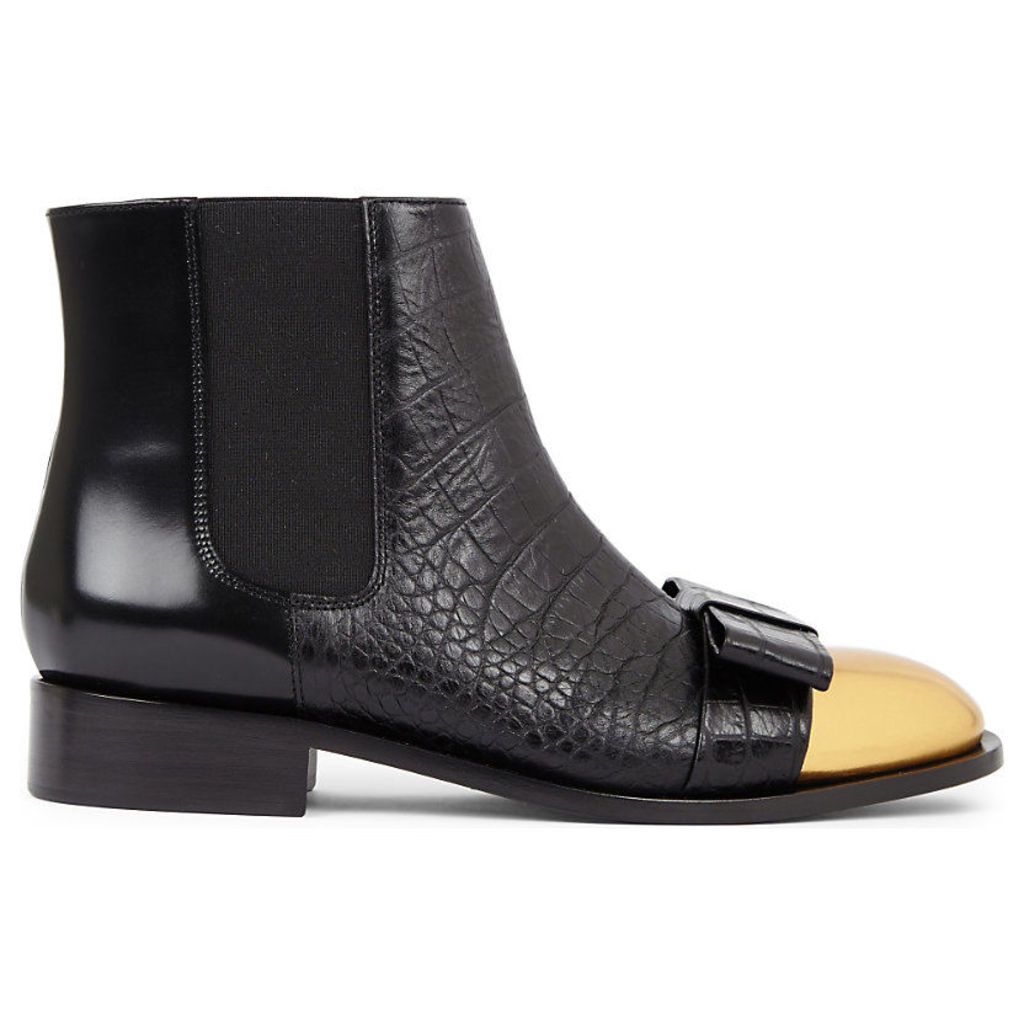 MARNI Metallic-toe leather ankle boots, Women's, Size: EUR 38 / 5 UK Women, Black+oro Sabbia