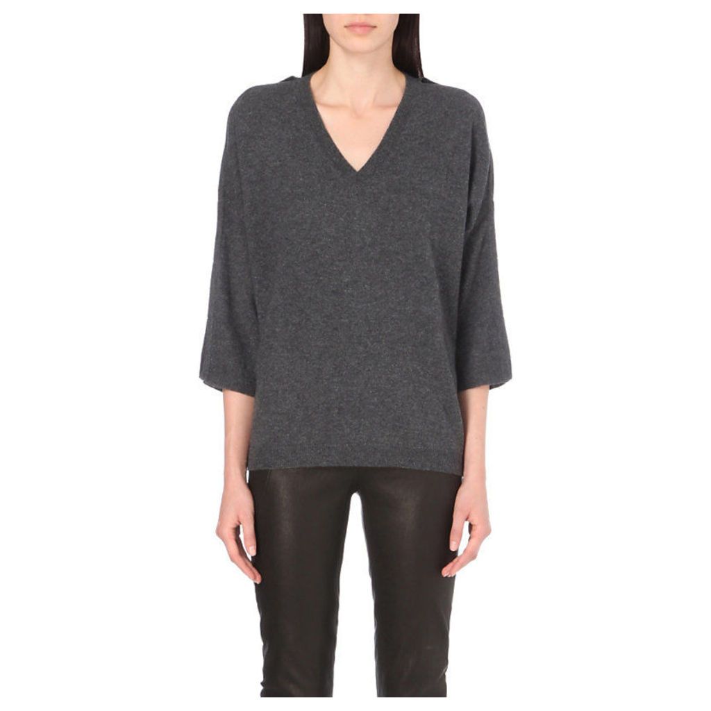V-neck wool-blend jumper, Women's, Size: XXS, Grey