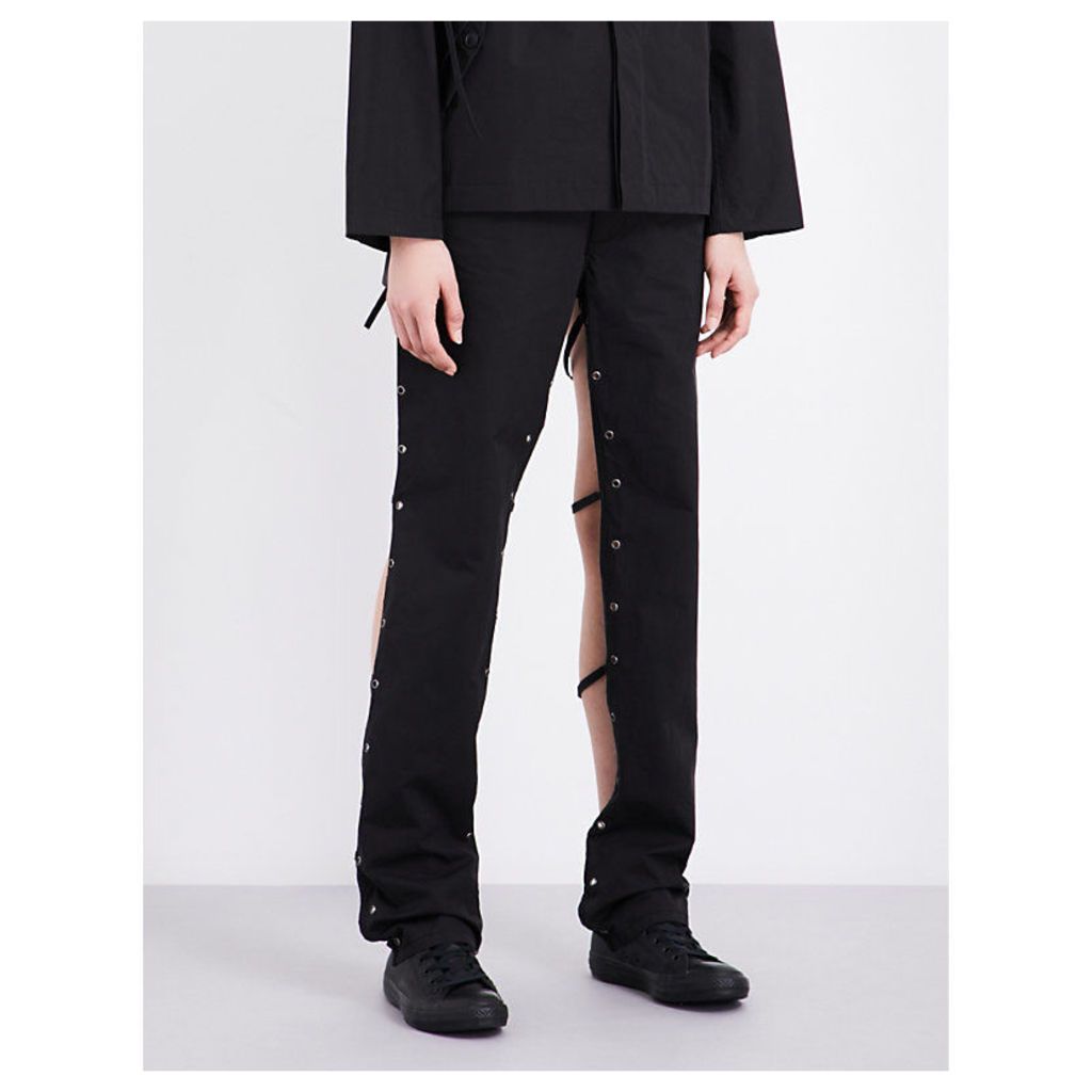 Craig Green Backless straight-leg cotton-blend trousers, Women's, Size: XS, Black