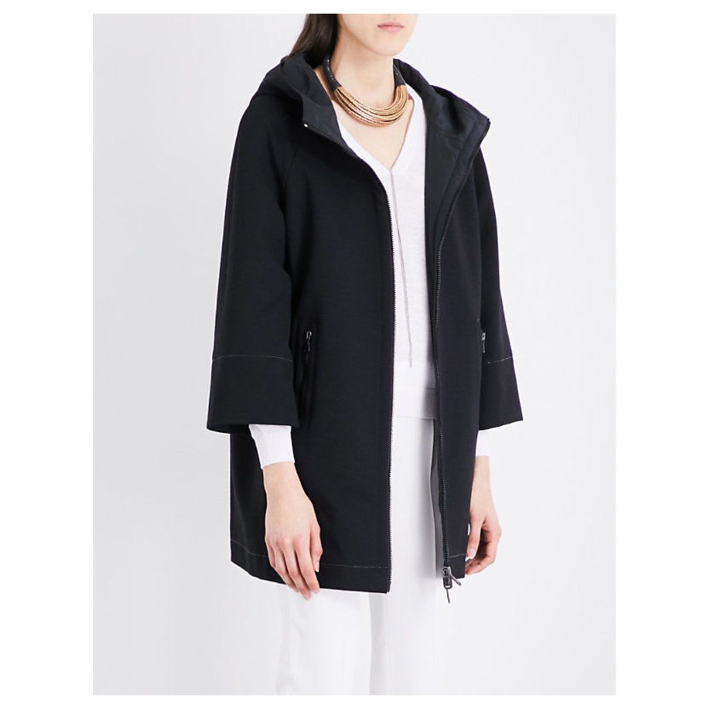 Chain-embellished woven coat